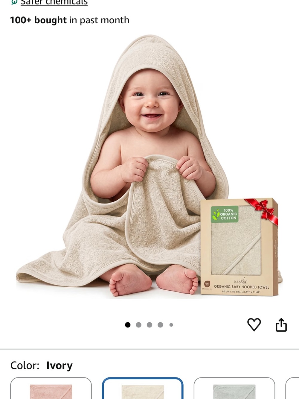 Organic cotton hooded baby towel